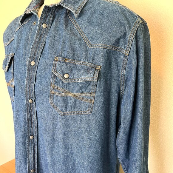 Blue Ranchwear - Denim Shirt - Gray Snap Front - Long Sleeve - Size XXL - Picture 4 of 10